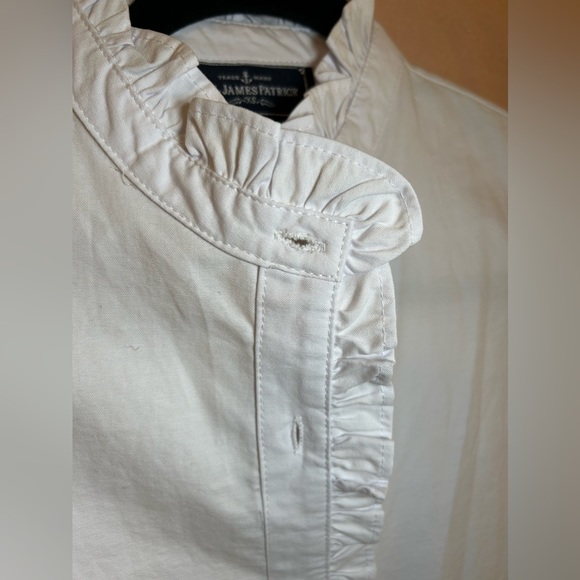 Kiel James Patrick Ruffle Oxford Cotton Sleeveless Shirt Size XS White - Picture 3 of 8